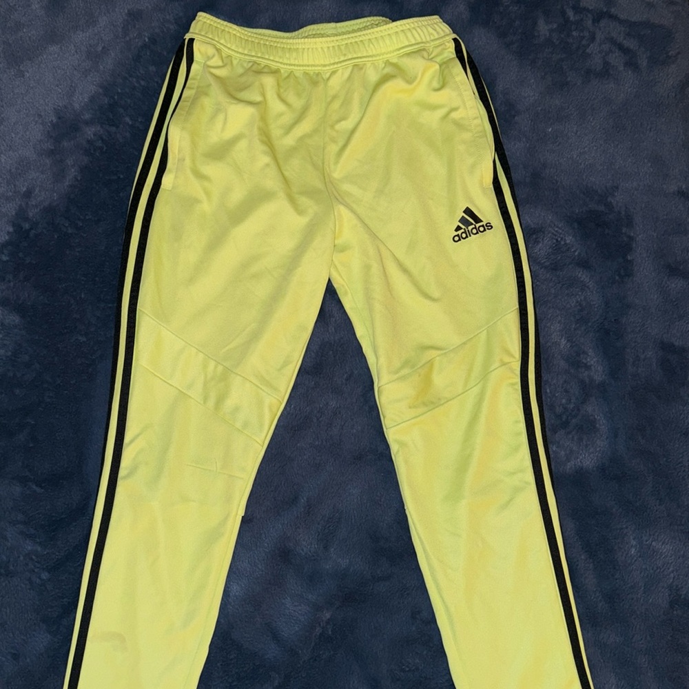 Used adidas track pants in neon yellow